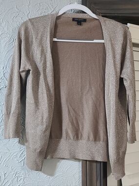 Banana Republic Metallic Gold  Open-Front Cardigan with Shimmer
